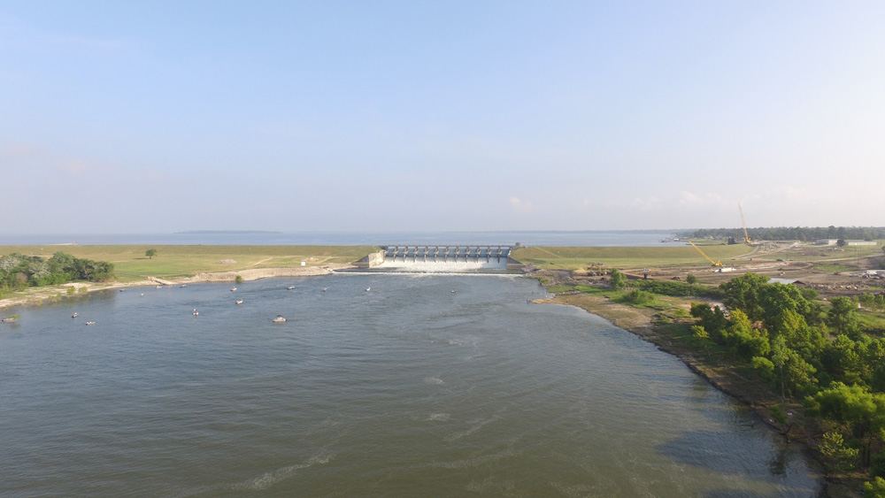 Lake Livingston Dam after heavy rain.